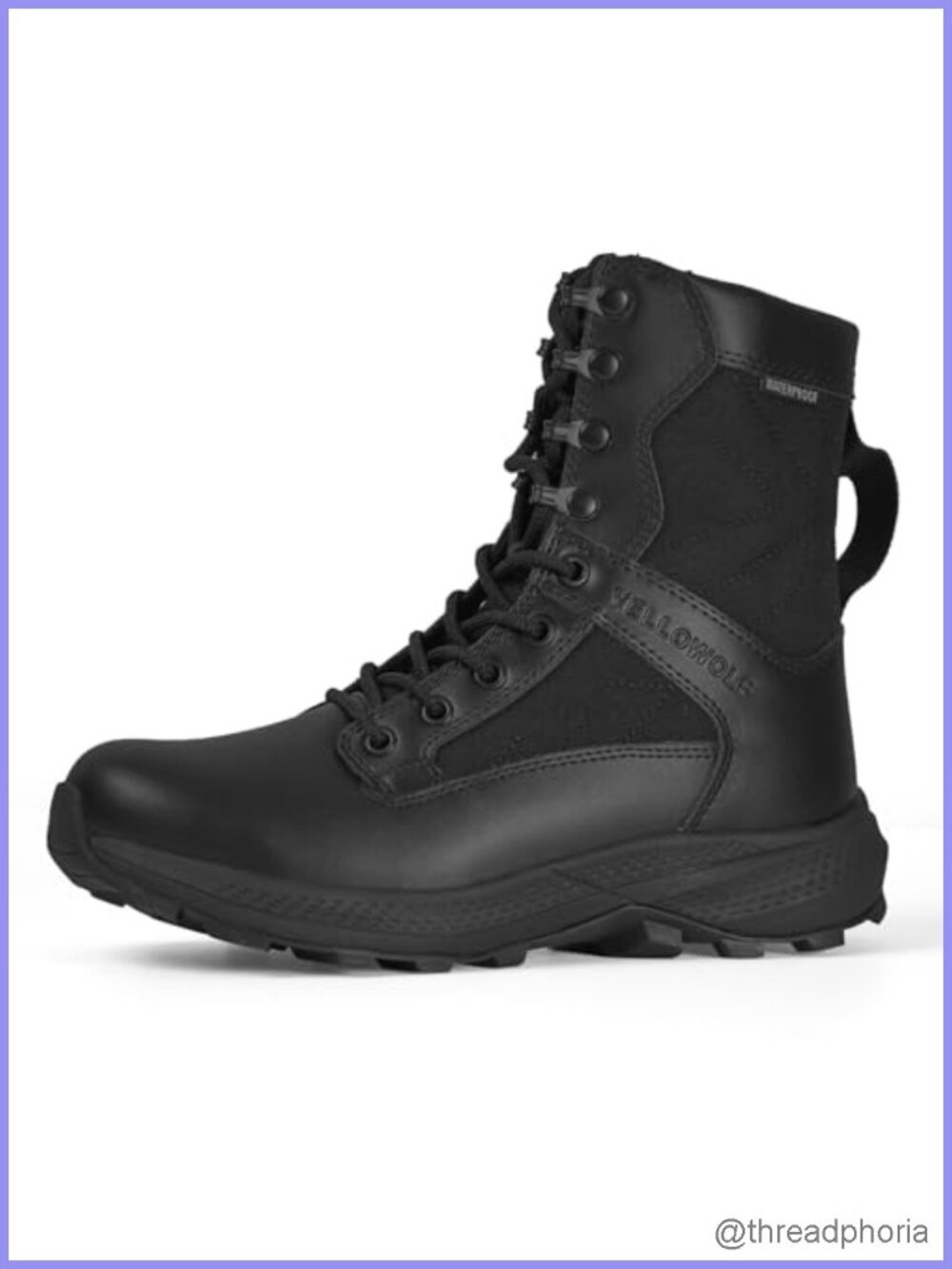 Waterproof Tactical Work Boots Side Zip Arch Support 8-Inch Combat